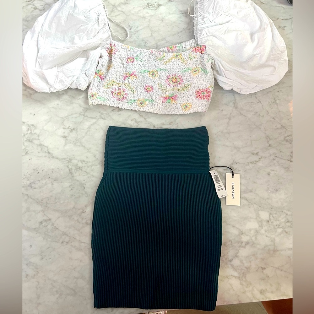 Aritzia Babaton Andre’s Sculpt Skirt in Herbage Green Size:2XS NWT With Callout